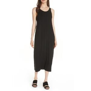 Eileen Fisher Black Tank Scoop Neck Midi Dress
